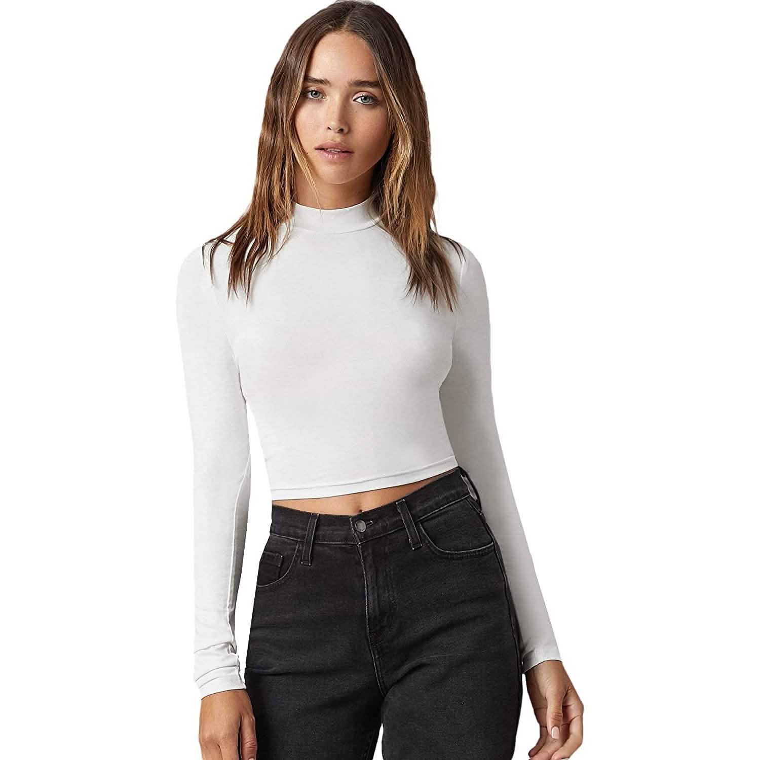 Women's Basic Mock Neck Long Sleeve Top
