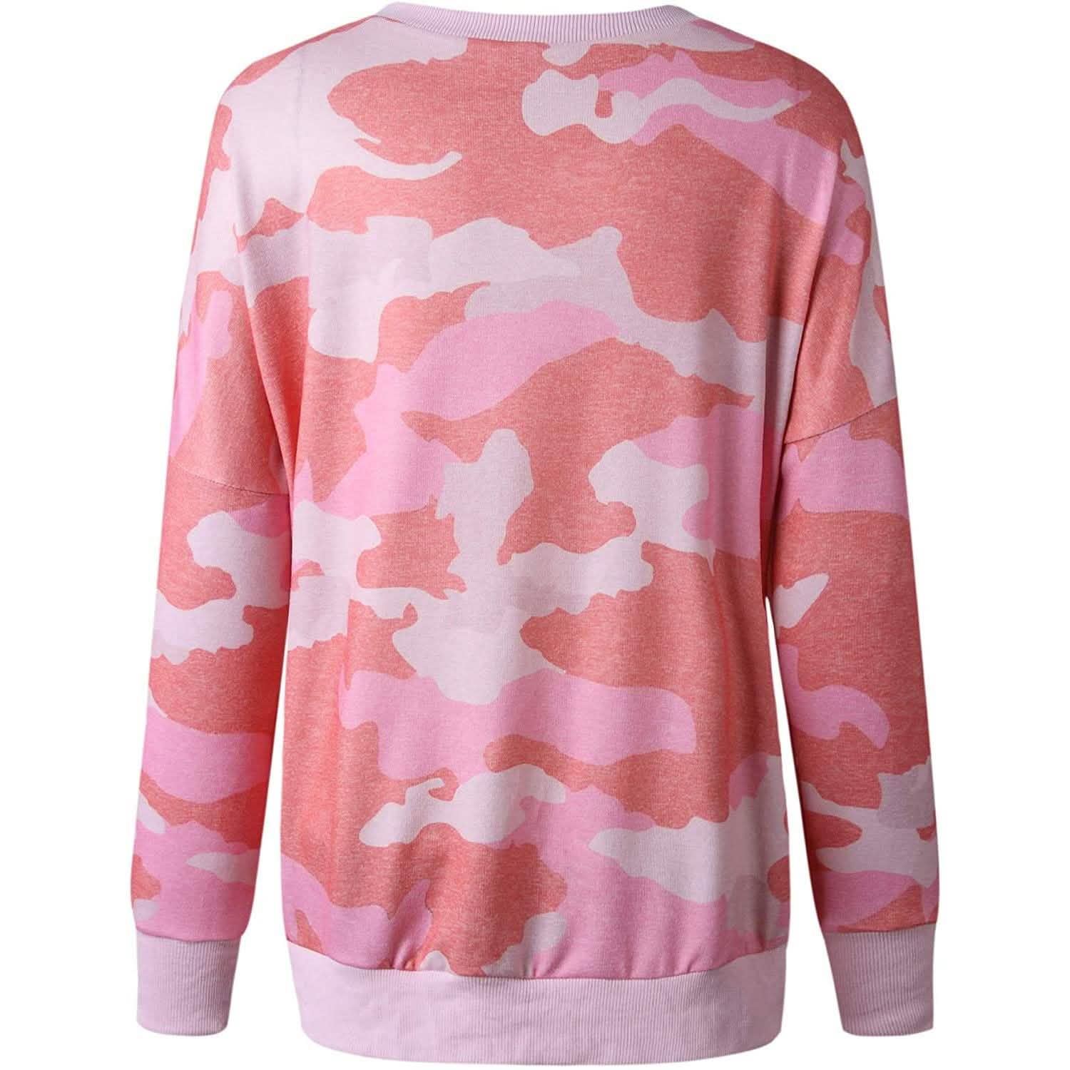 Women's Camouflage Print Casual Leopard Pullover Long Sleeve Sweatshirts