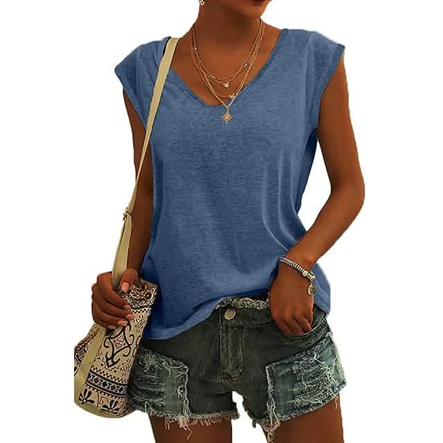 Women's Cap Sleeve T-Shirt Casual Loose Fit Tank Top