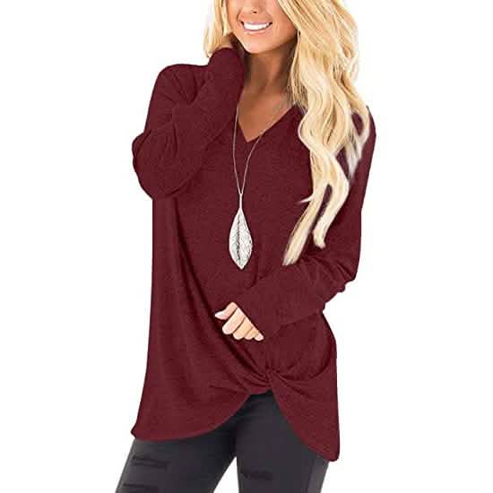 Women's Casual Long Sleeve Solid T-Shirts