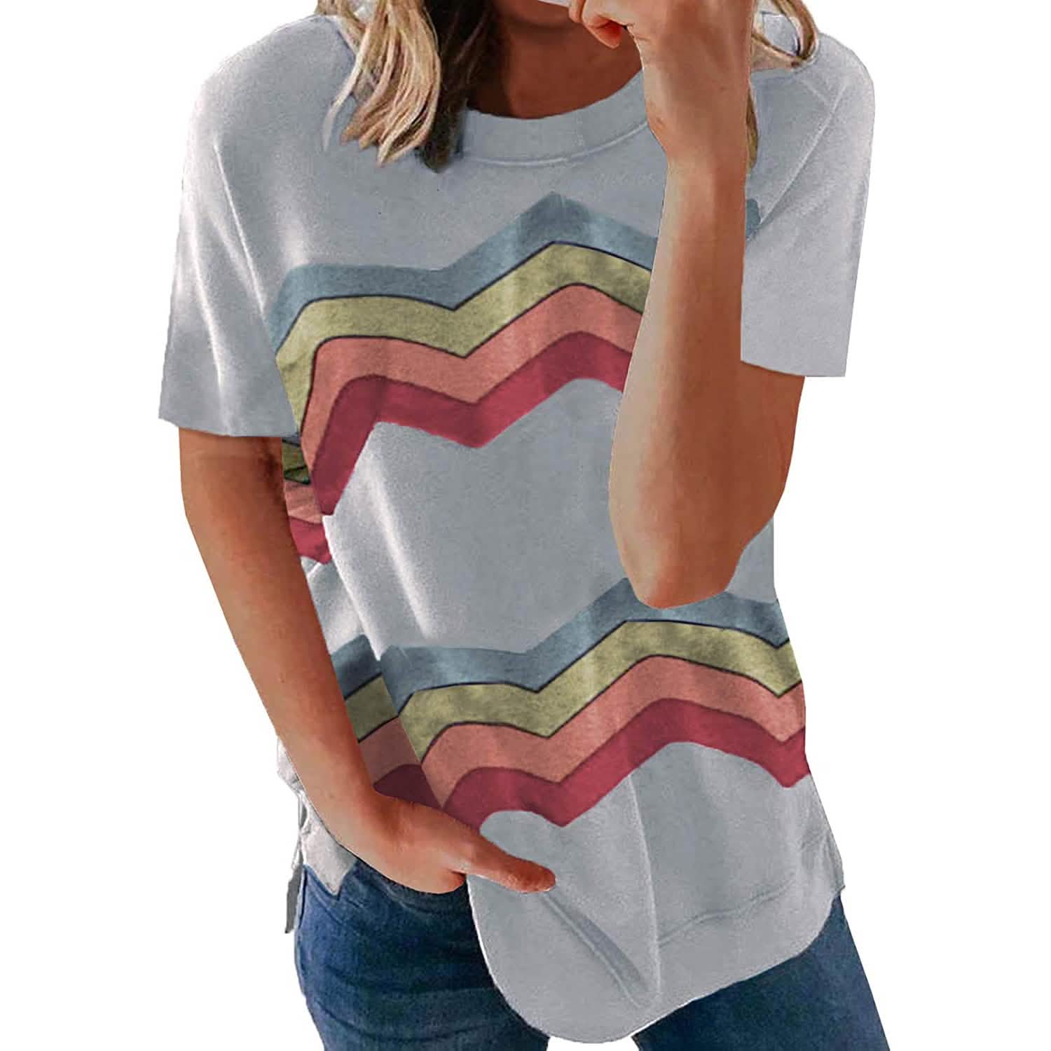 Womens Graphic Crewneck Tee Loose Casual T-Shirt