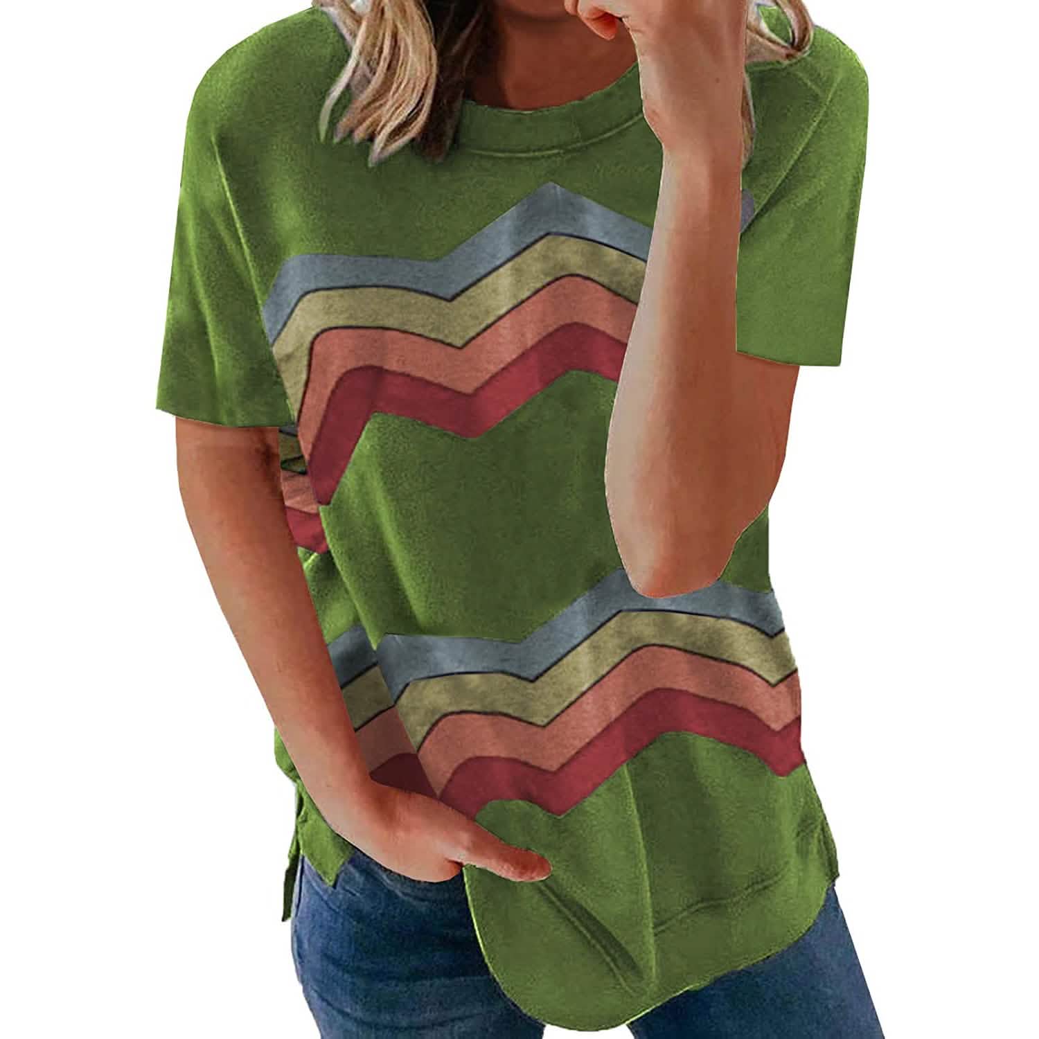Womens Graphic Crewneck Tee Loose Casual T-Shirt